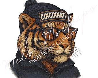 Vintage Cincinnati Tiger Football PNG | Retro Game Day (Digital Download)