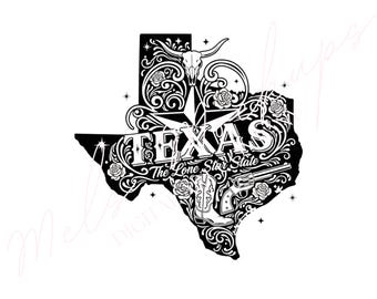Handritad Texas SVG | Lone Star State Outline (digital nedladdning)