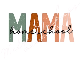 Mamá que educa en casa PNG, diseño de camiseta retro boho (descarga digital)
