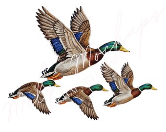 Faux Rhinestone Flying Mallard Duck, Digital Design (PNG, SVG)