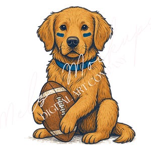 Golden Retriever Football Png Svg, Sports Dog Sublimation Design, Game Day Shirt Svg, Cute Pet With Football Svg, Fall Tailgate Svg Download