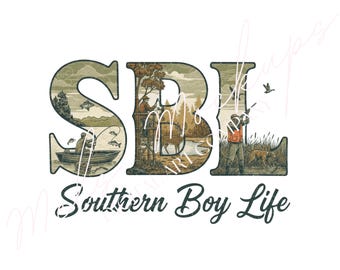 Vintage Southern Boy Life Hunting PNG, Duck, Deer (Digital Download)