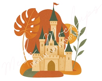 Boho Castle Wall Art | Pastel Fairytale Print (Digital Download)