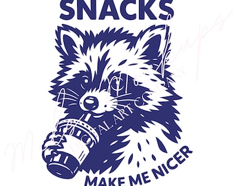 Funny Raccoon Clipart PNG | Snacks Quote for Shirts (Digital Download)