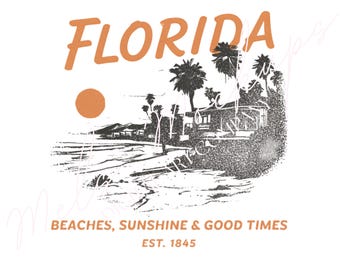 Vintage Florida Beach SVG – Palms & Ocean Cut File (Digital File)