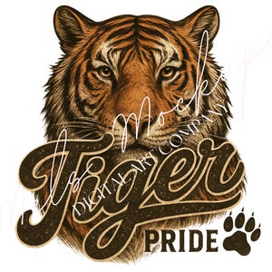 Tiger Shirt PNG | Tigerkopf Sublimations Design | Schulgeist Tiger PNG | Fußball Tiger Maskottchen Digitaler Download