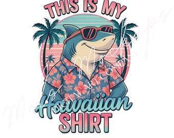 Hawaiiaans shirt met grappige haai, png-bestand: Summer Beach-clipart (digitale download)