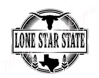Handritad Texas SVG | Lone Star State Outline, Cricut Design (digital nedladdning)