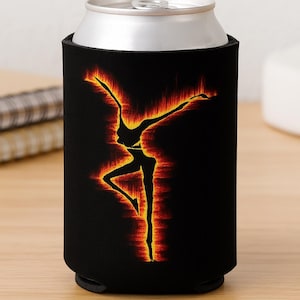 Dave Matthews Band Inspired Can Cooler | Firedancer Flame Silhouette | DMB Fan Gift Drink Sleeve for Concerts & Tailgates