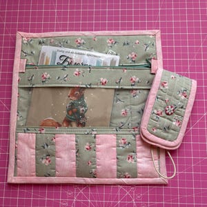 Embroidery Project Organizer Set – Fabric Pouch with Zipper & Scissor Case – Handmade Sewing Storage