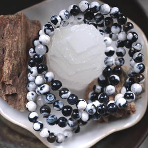 6mm Orca Agate Bracelet | Deep Ocean Grounding Stone | Forgiveness and Inner Truth Crystal Jewelry