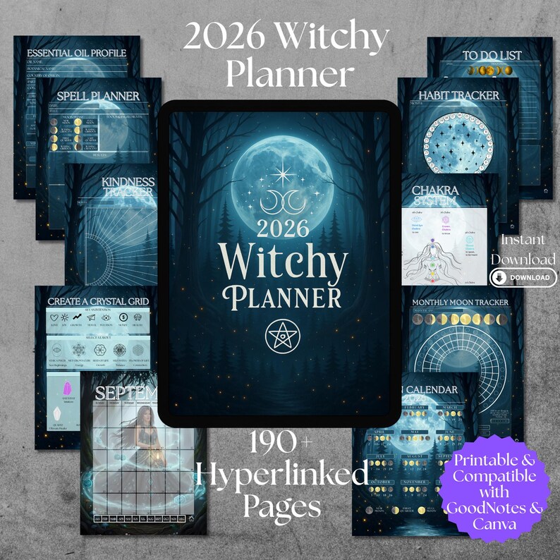 2026 Witchy Planner | Canva Editable & Goodnotes Compatible | Moon ...