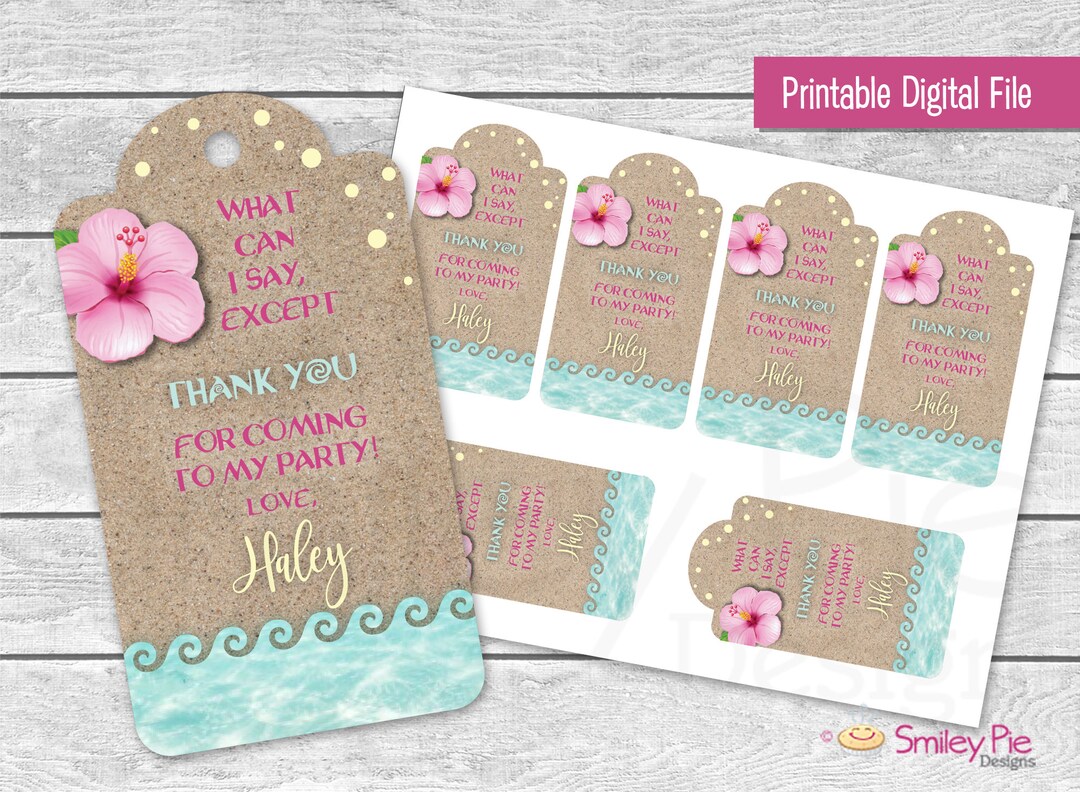 Moana Inspired Favor Tags - Printable File - Birthday Party Favor Tags ...