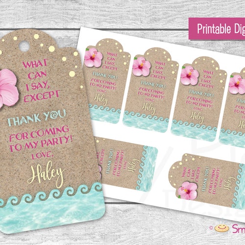 Moana Inspired Favor Tags Printable File Birthday Party - Etsy