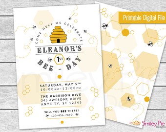 Convite para o 1º aniversário do Bee-Day: Festa de Abelhas (Arquivo para impressão)