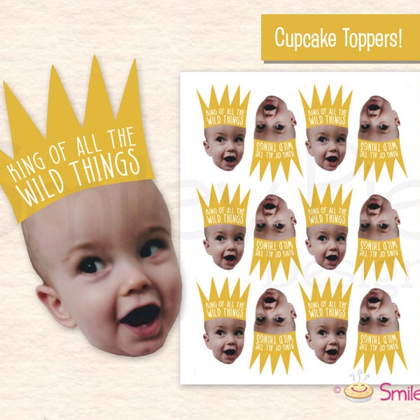 Wild One Birthday Cupcake Toppers: Custom Photo (Printable File)