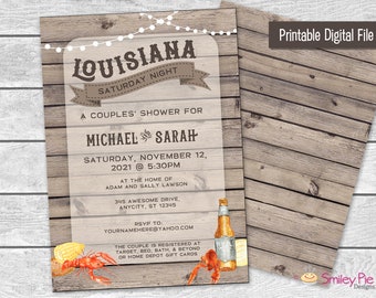 Louisiana Saturday Night Party Invitation – Couple's Shower – Wedding Shower – Printable PDF – Gumbo Boil – Crawfish Boil – Customizable