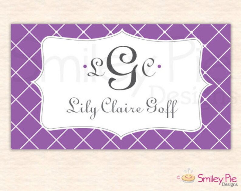 Personalized Lattice Monogram Calling Card Girl Bright Etsy Personalized Lattice Monogram Calling Card Girl Bright Etsy