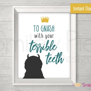 Wild One Party Sign - Terrible Teeth - 8"x10"Printable File - Where the Wild Things Are - Food Sign - First Second Third Birthday -Crown
