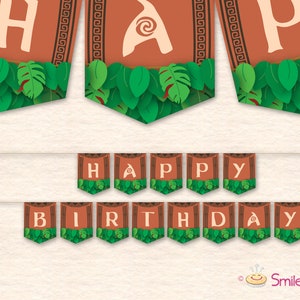 Maui Happy Birthday Banner - Printable File - Printable Birthday Party Decorations - Any Age - Moana Inspired - First Second Third Birthday
