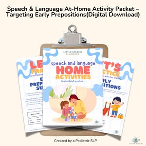 Speech & Language At-Home Activity Packet –Targeting Early Prepositions (Digital Download)