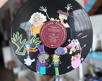 Disco de vinilo pintado a mano de Cartoon Network: Coraje, el perro cobarde