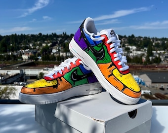 サイズ8 メンズ エアフォース1 カスタムプライド カートゥーン 手描きシューズ