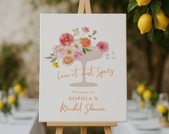 Citrus Floral Bridal Shower Welcome Sign – Love at First Spritz Party Decor (Digital Download)#SA4