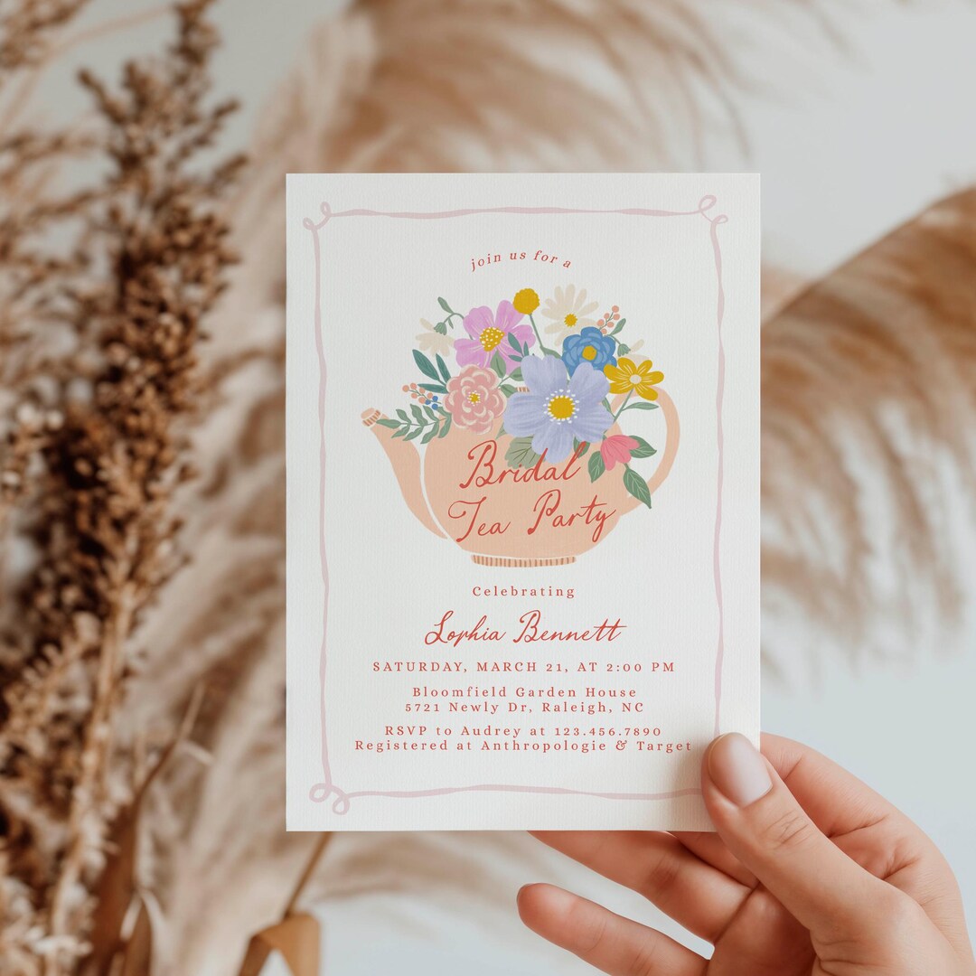 Spring Tea Invitation Bridal Tea Party Invitation Template – Spring Floral Garden Tea Party ...
