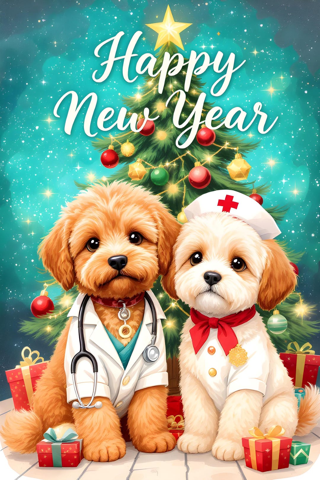 Cockapoo New Year Cockapoo Doctor Digital Wall Art, Funny Dog Dr PNG, Medical Student ...