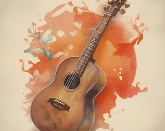 Retro Guitar Wall Art - Digital Download