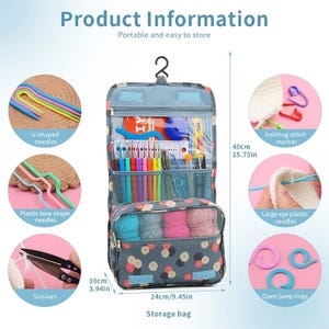 Crochet Hook Set with Bag - Knitting Tools - Sewing Kit for Home Use - DIY Craft Accessories - Knit Markers