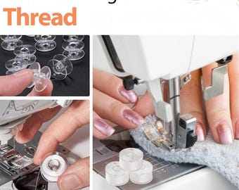 40Pcs White Polyester Bobbin Thread | Sewing Machine Bobbin Thread Set | Embroidery & Quilting Thread Supplies