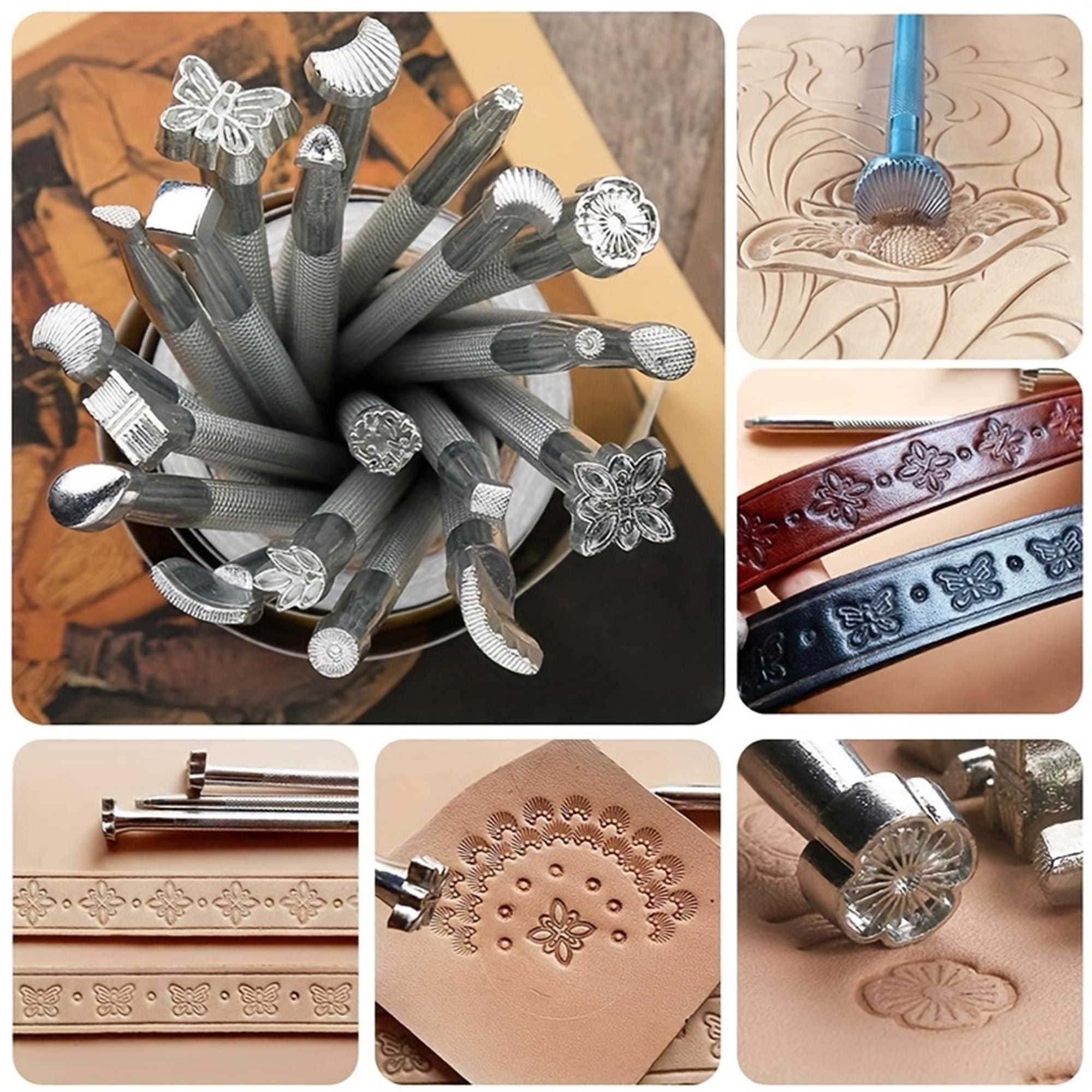 20 PCS Leather Stamping Tools Set for Saddle Making and Carving Craft ...