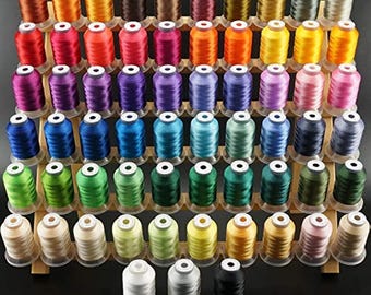 63 Color Polyester Embroidery Machine Thread Set - 500M Spools