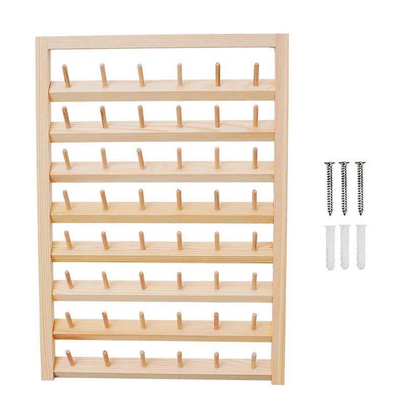 Crochet Spindle Rack Hand-made DIY Home Spindle Rack Wall Hanging Wooden Spool Sewing Thread ...