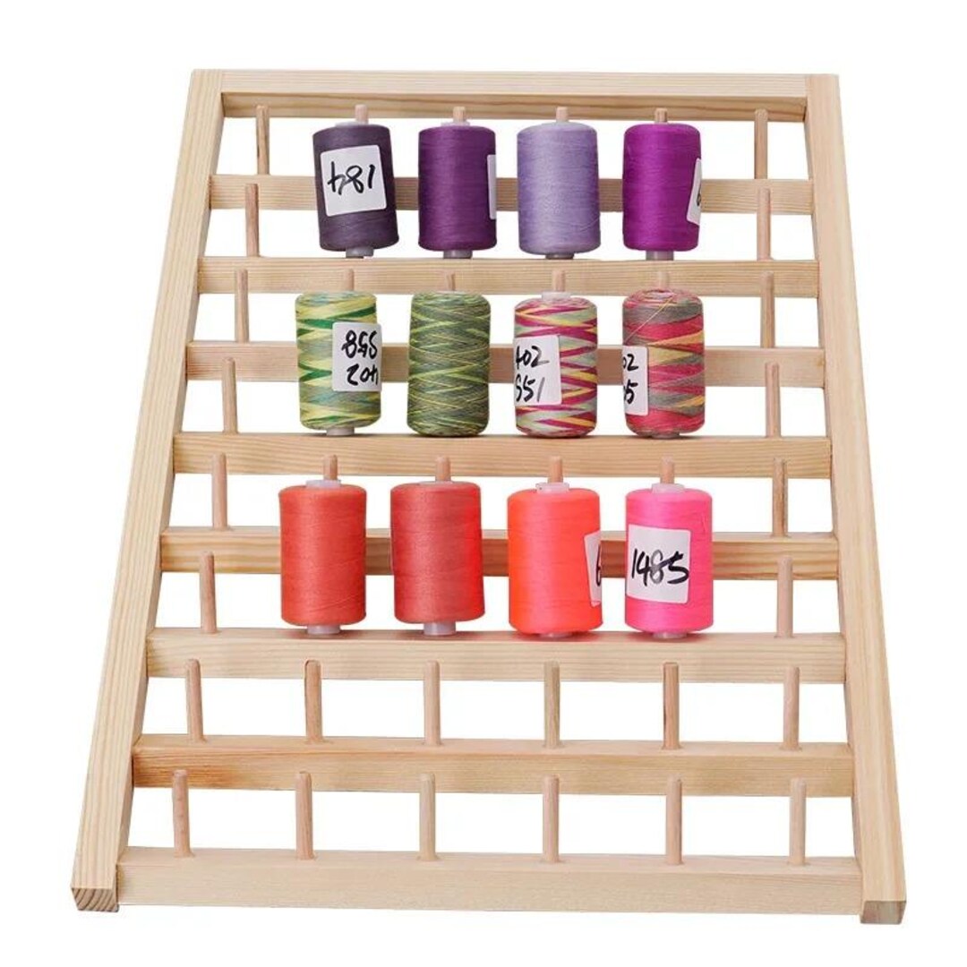Hand-made DIY Home Spindle Rack Wall Hanging Wooden Spool Sewing Thread ...