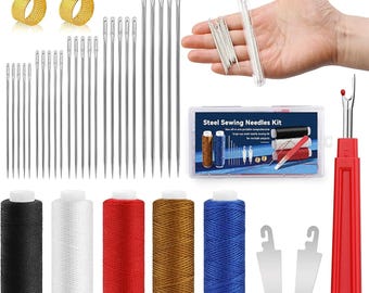 37 PCS Big Eye Steel Sewing Needles Kit for Hand Sewing Repair
