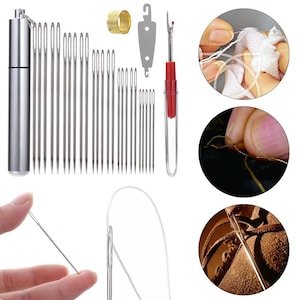 29PCS/Set Large Eye Needles Hand Stainless Steel Sewing Needle Cross Stitch Embroidery Sew Pins Kit Assorted DIY Crafts Tools