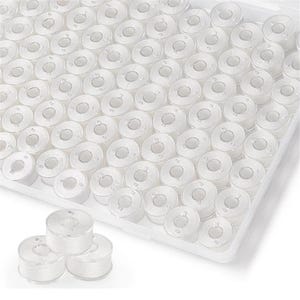 40Pcs White Polyester Bobbin Thread | Sewing Machine Bobbin Thread Set | Embroidery & Quilting Thread Supplies for DIY Sewing