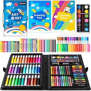 149-Pack Drawing Kit – Painting Art Set with Coloring Book, Crayons, Pastels, Pencils, Watercolors – Kids Art Gift Box