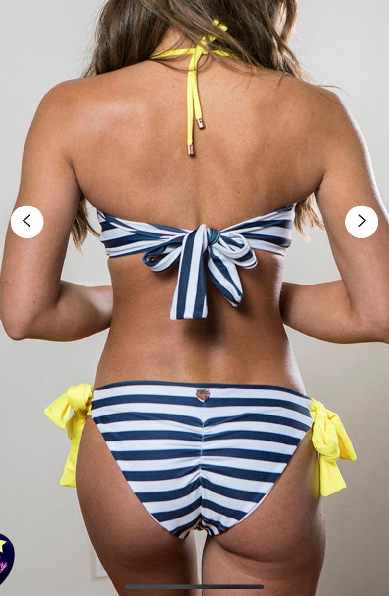 Swimsuit Bandeau Mint Sailor Stripe Bikini Cynababy image 5