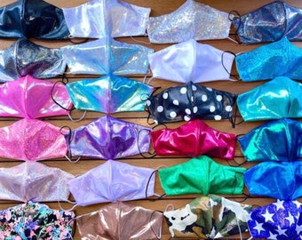 Iridescent Glitter Face Masks - Breathable Fashion Masks, 4-Pack