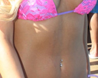 Swimsuit Lace Swimwear - Purple Hot Pink Lace Bikini- Cynababy
