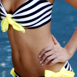 Swimsuit Bandeau Mint Sailor Stripe Bikini Cynababy image 4