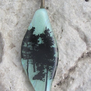 Earthy Leaf Tree Pendant  Fused Dichroic Glass Leaf Necklace