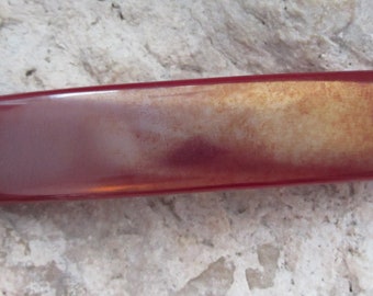 Red Iridescent Fused Glass Barrette  Large Red French Barrette