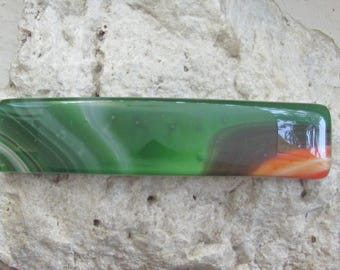 XL Forest Green Barrette Fused Glass Barrette X Large Green Genuine French Barrette