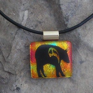 Black Bear Necklace Dichroic Fused Glass Jewelry Bear Pendant image 3