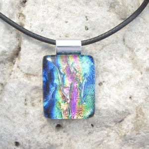 Rainbow Necklace Dichroic Fused Glass Rainbow Dichroic Jewelry